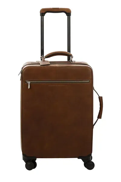 Brunello Cucinelli Calfskin Trolley With Grain In Brown