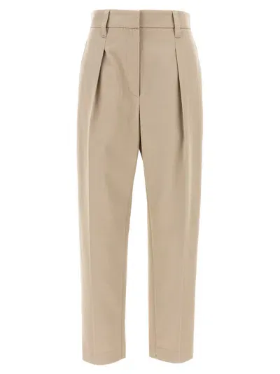 Brunello Cucinelli Canvas Pants In Neutral