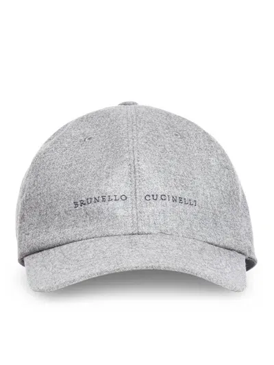 Brunello Cucinelli Logo Embroidered Baseball Cap In Grey