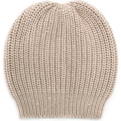 Brunello Cucinelli Cashmere And Silk Beanie In Beige