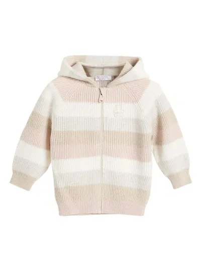 Brunello Cucinelli Babies' Cashmere Cardigan In Nude