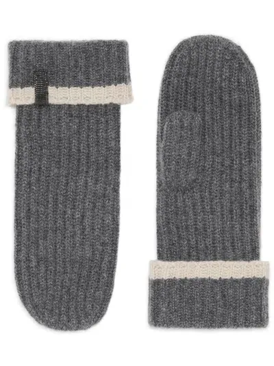 Brunello Cucinelli Cashmere Gloves In Gray