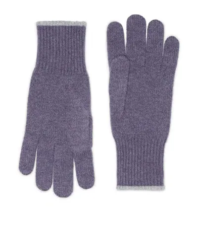 Brunello Cucinelli Ribbed-knit Cashmere Gloves In Purple