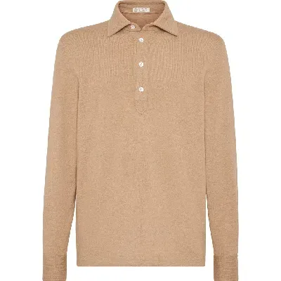 Brunello Cucinelli Cashmere Knit Polo In Neutrals