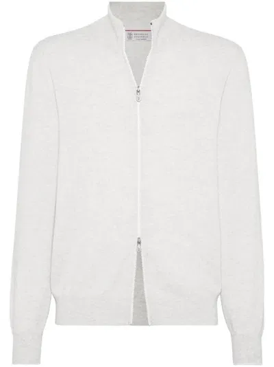 Brunello Cucinelli Cashmere Cardigan In Grey