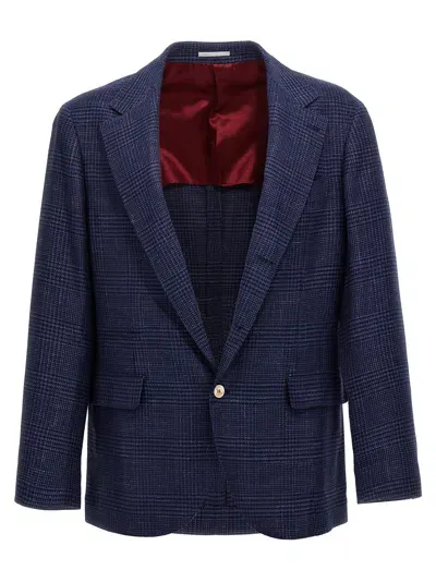 Brunello Cucinelli Check Single Breasted Blazer