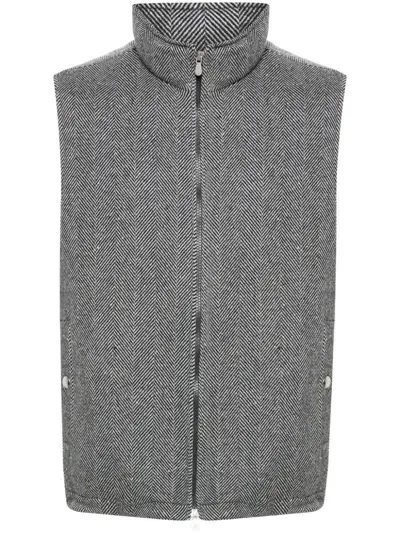 Brunello Cucinelli Chevron Padded Gilet In Grau