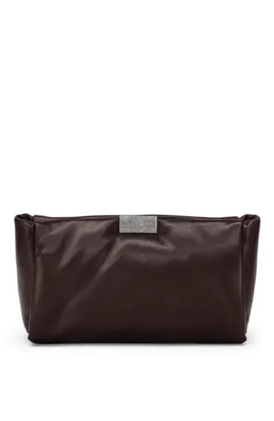 Brunello Cucinelli Clutch With Shimmering Detail In Brown