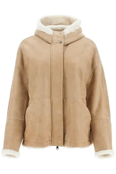 Brunello Cucinelli Reversible Shearling Jacket In Neutrals