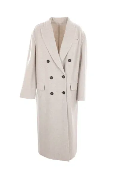 Brunello Cucinelli Coats In Mother Of Pearl