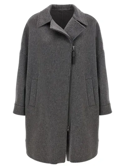 Brunello Cucinelli Cocoon Coat In Gray