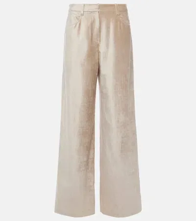 Brunello Cucinelli Cotton-blend Wide-leg Pants In Beige