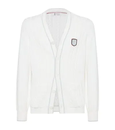 Brunello Cucinelli Cotton Cable-knit Cardigan In White