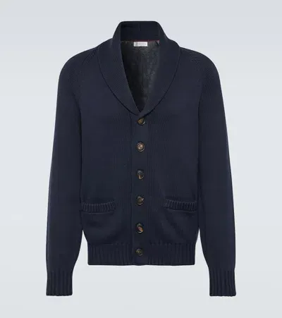 Brunello Cucinelli Cotton Cardigan In Blue