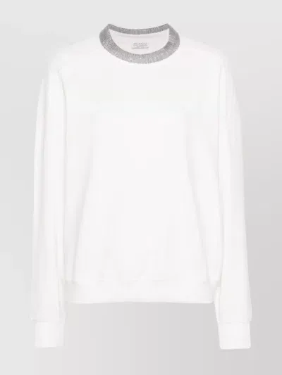 Brunello Cucinelli Cotton Crew Neck Sweatshirt In White