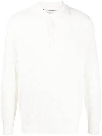 Brunello Cucinelli Cotton Knit Polo In White