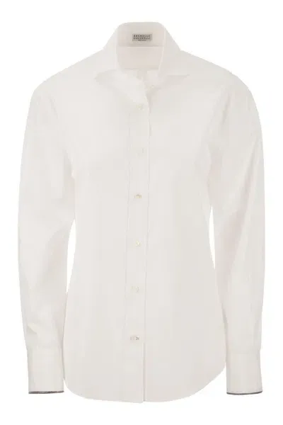 Brunello Cucinelli Cotton Poplin Shirt In White