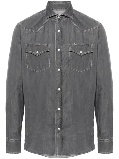 Brunello Cucinelli Cotton Shirt In Grey