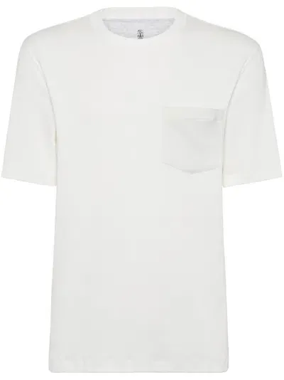 Brunello Cucinelli Patch-pocket Cotton T-shirt In Off White