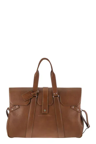 Brunello Cucinelli Country Weekender Bag In Calfskin With Grain