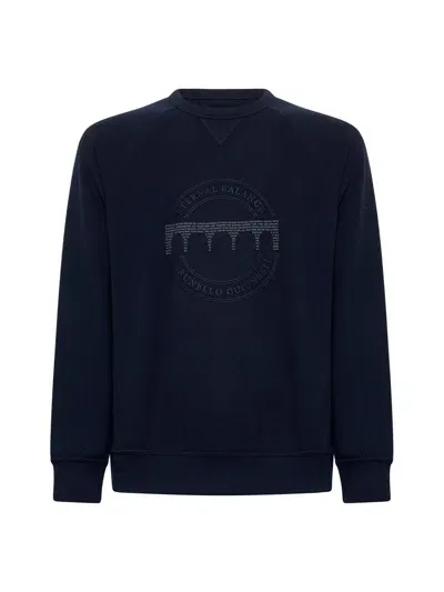 Brunello Cucinelli Crewneck Sweatshirt In Blue