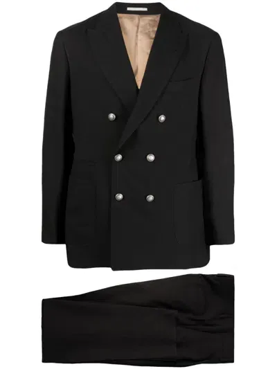 Brunello Cucinelli Double-breasted Suit In Black