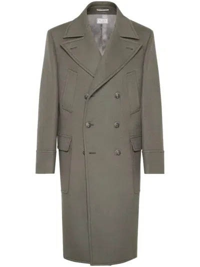 Brunello Cucinelli Double-breasted Wool Coat In Green