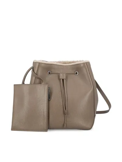 Brunello Cucinelli Leather Bucket Bag In Brown