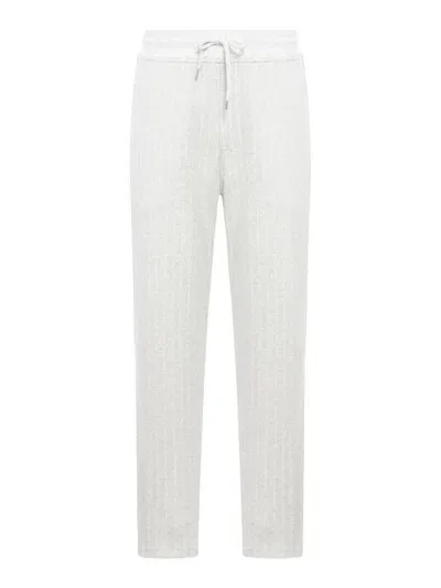 Brunello Cucinelli Drawstring Pin Stripe Pants In Grey