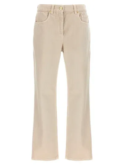 Brunello Cucinelli Glitter-detail Tapered Jeans In Beige