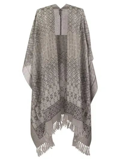 Brunello Cucinelli Ethnic Print Linen Poncho In Multi