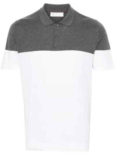 Brunello Cucinelli Fine-ribbed Polo Shirt In White