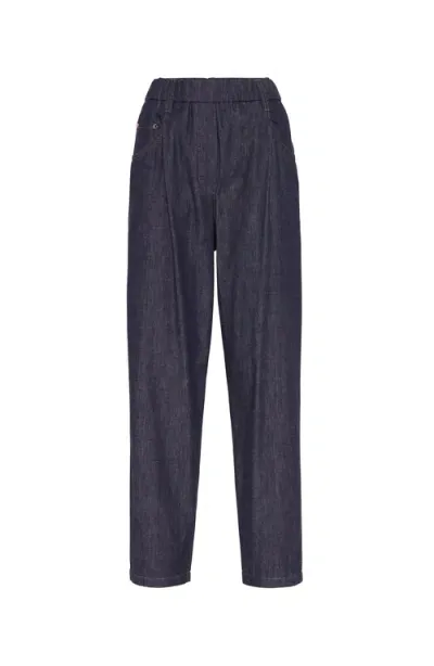 Brunello Cucinelli Elasticated-waist Tapered Jeans In Azul