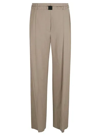 Brunello Cucinelli Fluid Wool Straight Leg Trousers In Dark Beige