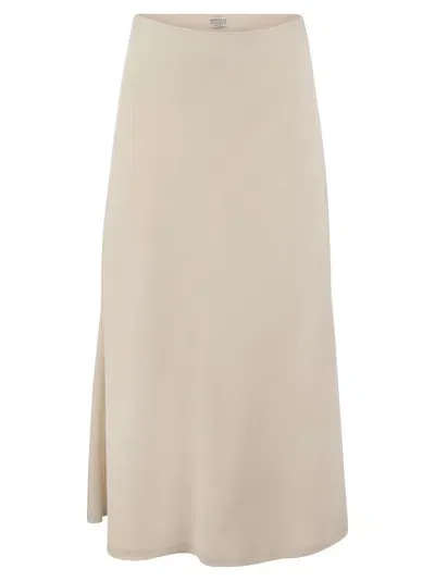 Brunello Cucinelli Flute Skirt In Comfort Viscose Couture Twill In Ivory