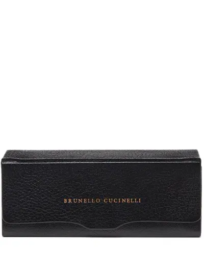 Brunello Cucinelli Grained Leather Sunglasses Case In Schwarz