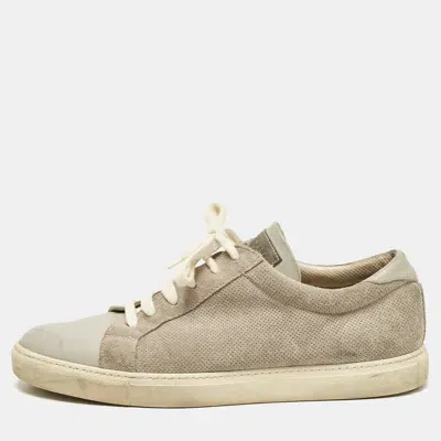 Pre-owned Brunello Cucinelli Grey Leather And Suede Low Top Sneakers Size 44