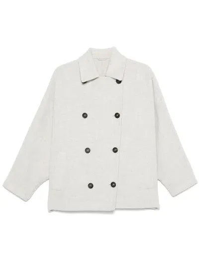 Brunello Cucinelli Handcrafted Peacoat In White