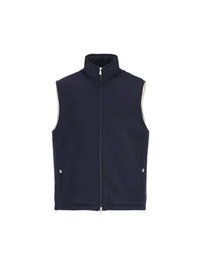 Brunello Cucinelli Quilted Padded Shell Gilet In Blue