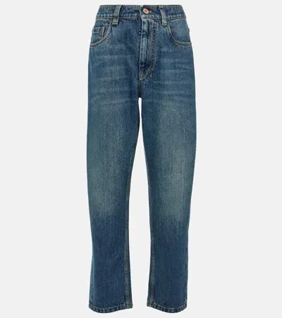 Brunello Cucinelli High-rise Straight Jeans In Blue