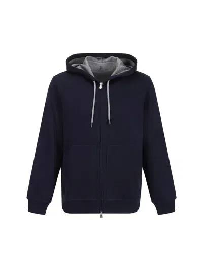 Brunello Cucinelli Hoodie In Cobalto