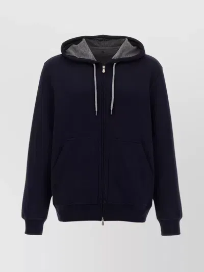 Brunello Cucinelli Hoodie In Navy Blue