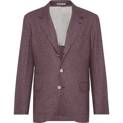 Brunello Cucinelli Houndstooth Deconstructed Blazer In Purple