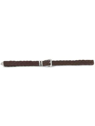 Brunello Cucinelli Interwoven Suede Belt In Brown