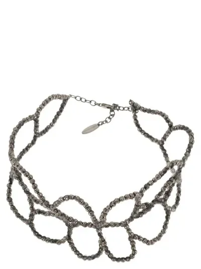 Brunello Cucinelli Irregular Lines Necklace In Silver