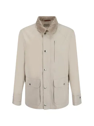 Brunello Cucinelli Jacket In Ghiaccio+bianco