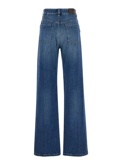 Brunello Cucinelli Jeans With Shiny Tab In Blue