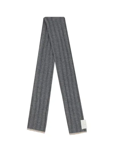 Brunello Cucinelli Knitted Finished Edge Scarf In Grey