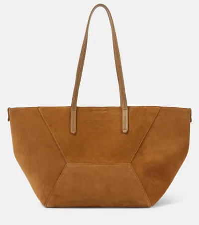 Brunello Cucinelli Large Suede Tote Bag In Brown