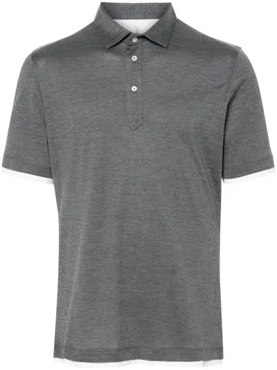 Brunello Cucinelli Layered-effect Polo Shirt In Grey